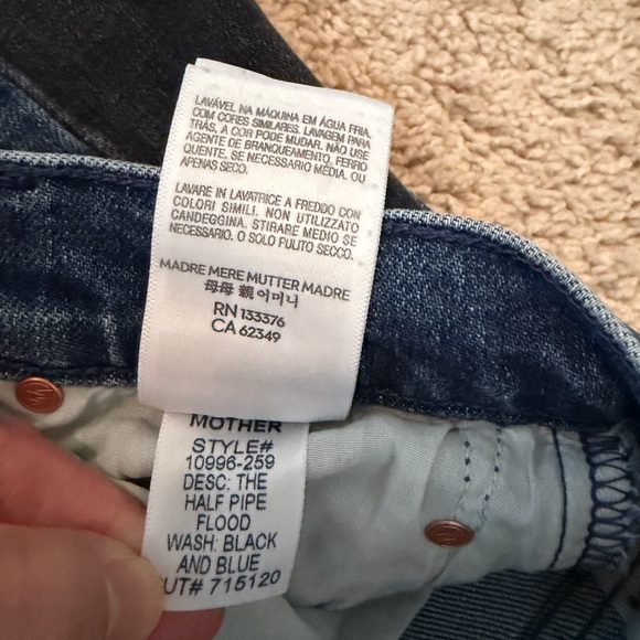 Mother Superior The Half Pipe Flood Jeans in Black & Blue Women Sz 26 Barrel Leg - Picture 11 of 16